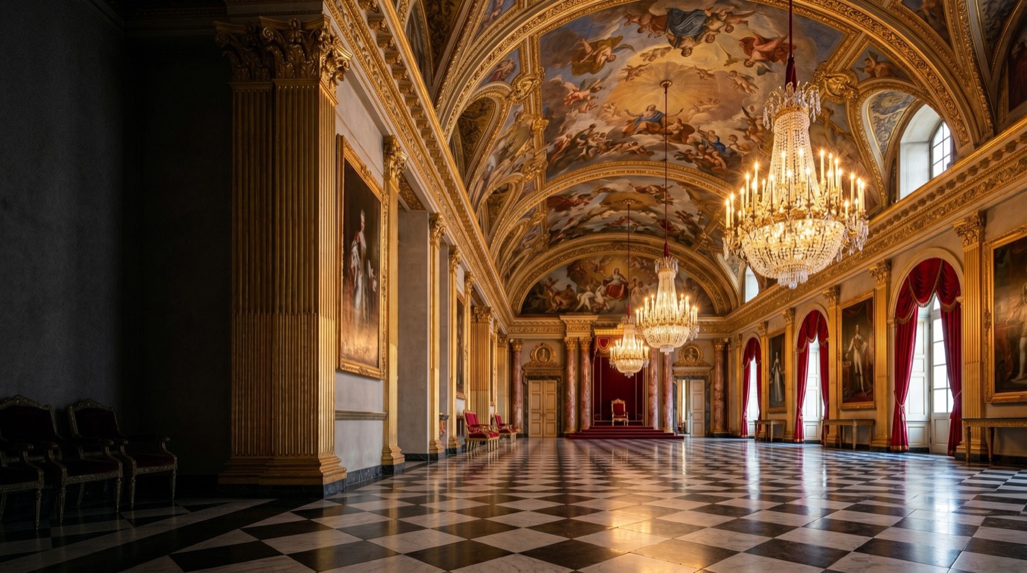 Historic palace interior in the chinoiserie tradition